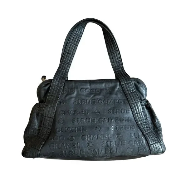 Chanel 31 Rue Cambon Unlimited Bowling black Leather Shoulder bag authentic wit - Picture 3 of 7